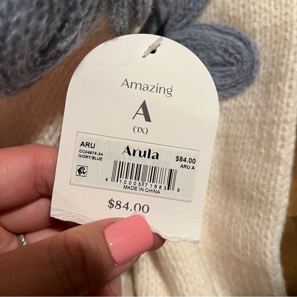 NEW Arula Blue Floral Cardigan Sweater Plus Size A / 1X Available NWT - Picture 8 of 9